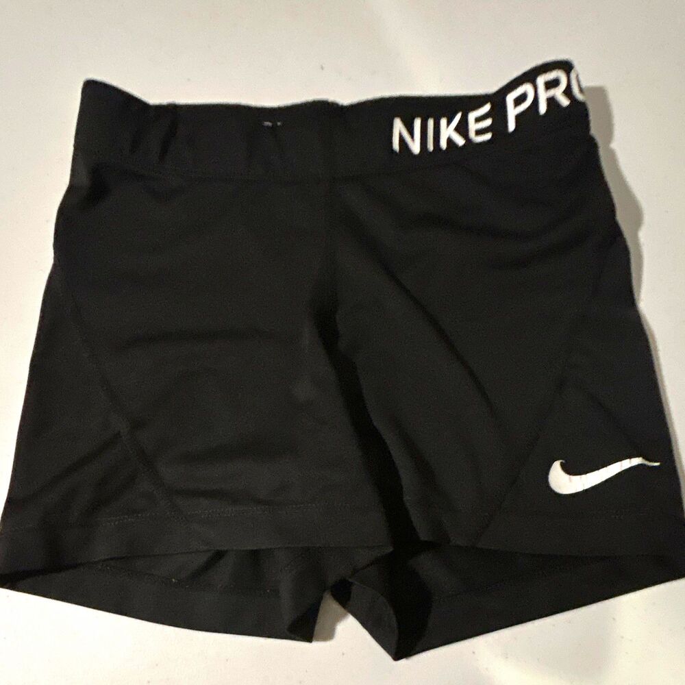 Nike Pro Women’s Black Compression Gym Shorts Pull-On Elastic Stretch Waist: S